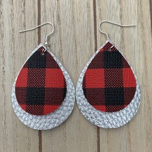 New! | Handmade Faux Leather Earrings Double
